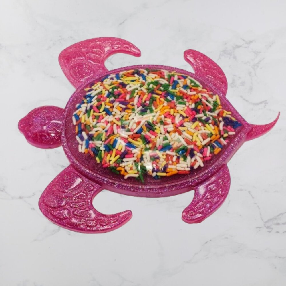 Pink Glitter Graffiti Turtle #1777